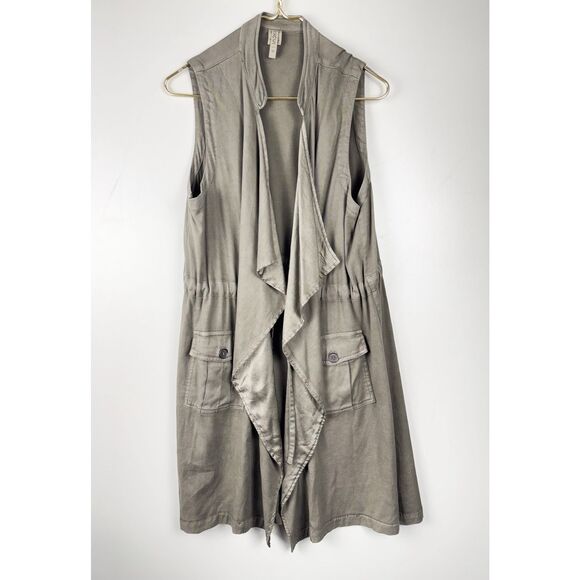 XCVI Jackets & Blazers - XCVI vest jacket womens medium M olive green tencel boho artsy lagen look casual